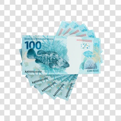 Cédula Nota Dinheiro De 100 Reais Real Brasileiro Com Fundo Transparente  (1)