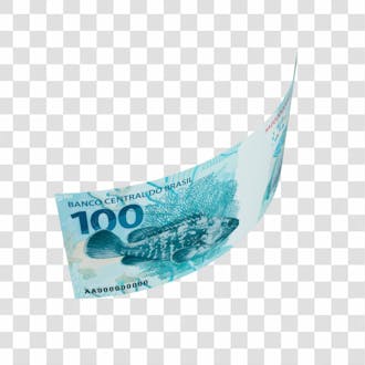 Cédula nota dinheiro de 100 reais real brasileiro com fundo transparente