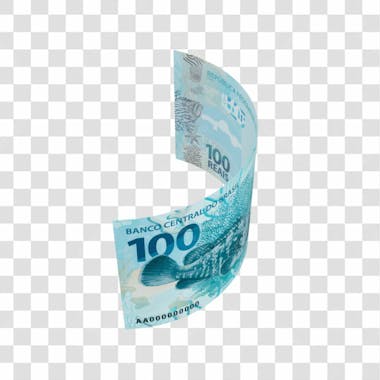 Cédula nota dinheiro de 100 reais real brasileiro com fundo transparente