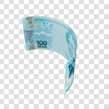 Cédula nota dinheiro de 100 reais real brasileiro com fundo transparente