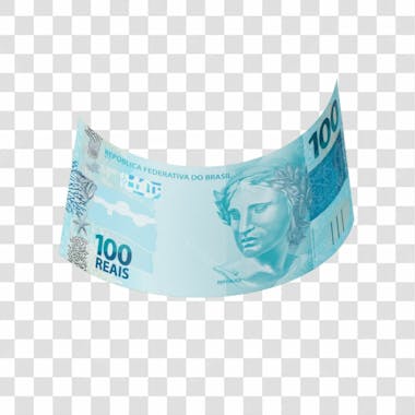 Cédula nota dinheiro de 100 reais real brasileiro com fundo transparente