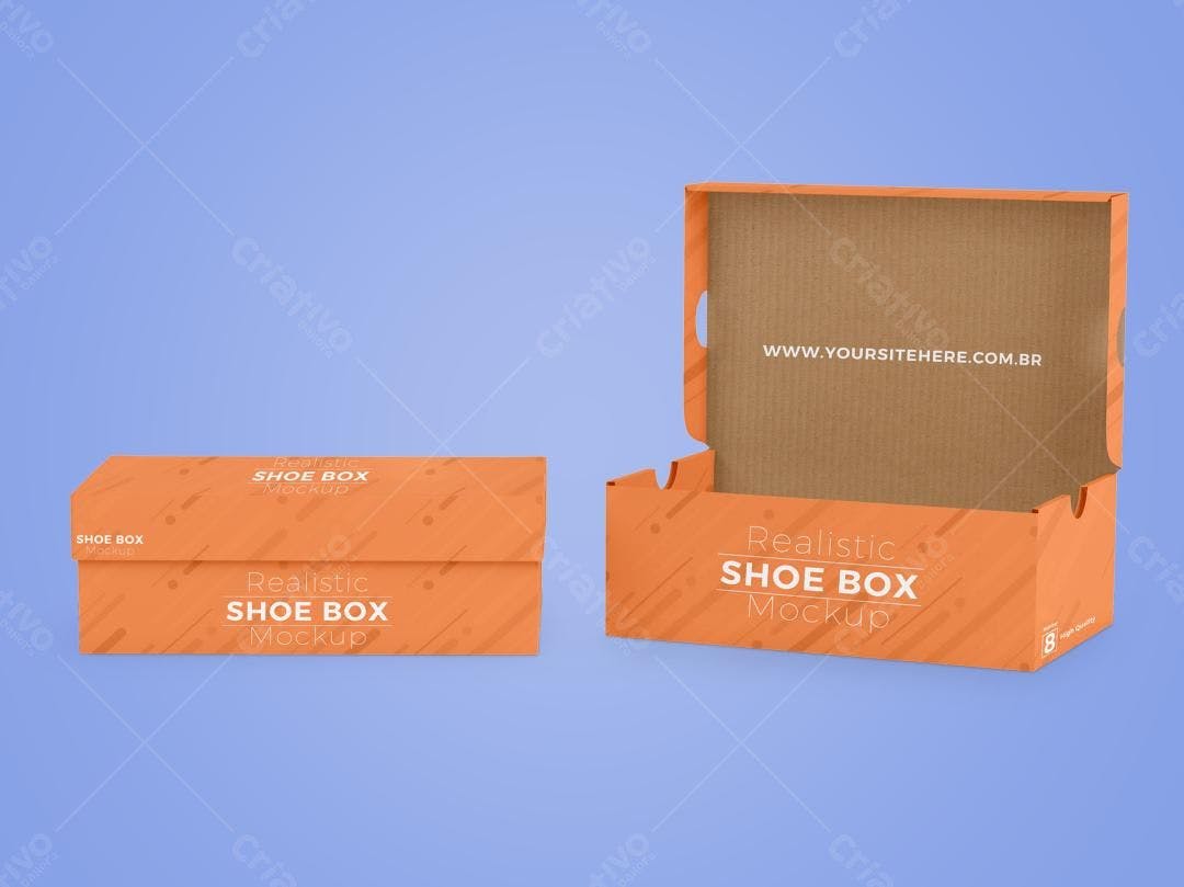 Mockup Realista de Caixa de Sapato Laranja