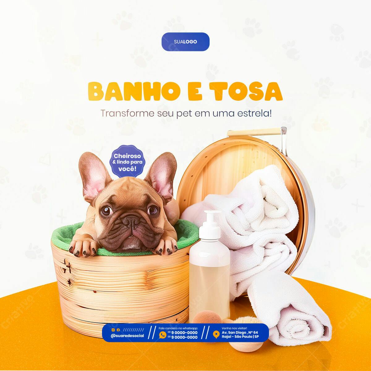 PSD para Banho e Tosa de Pets Editável