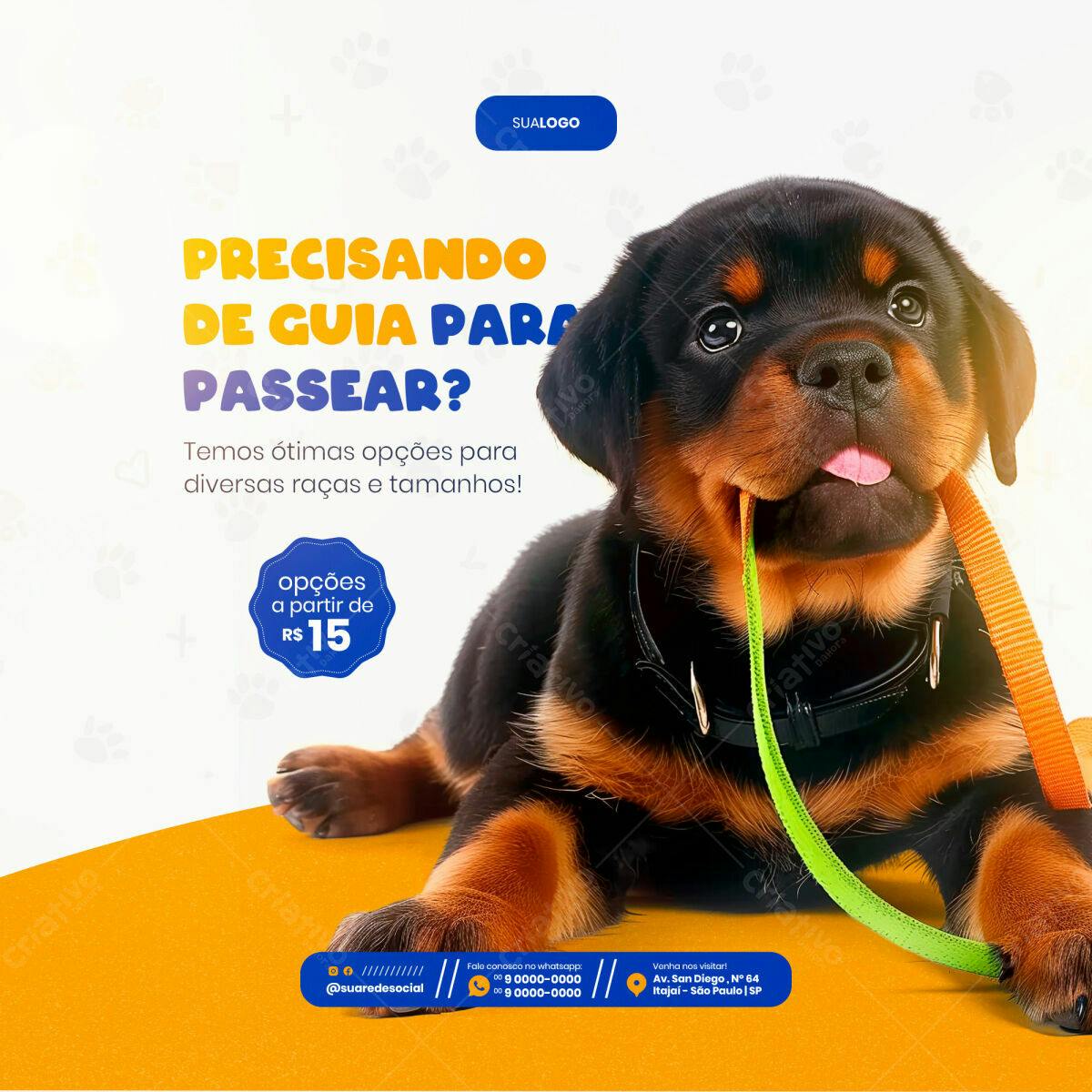 Flyer para Passeio de Cachorros PSD Editável