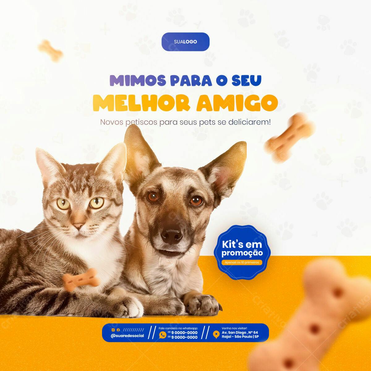 Postagem Mídias Sociais Pets PSD Editável