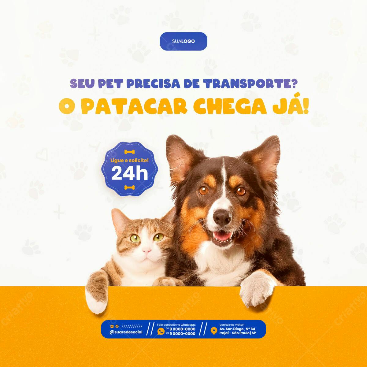 Flyer para Transporte de Pets PSD Editável