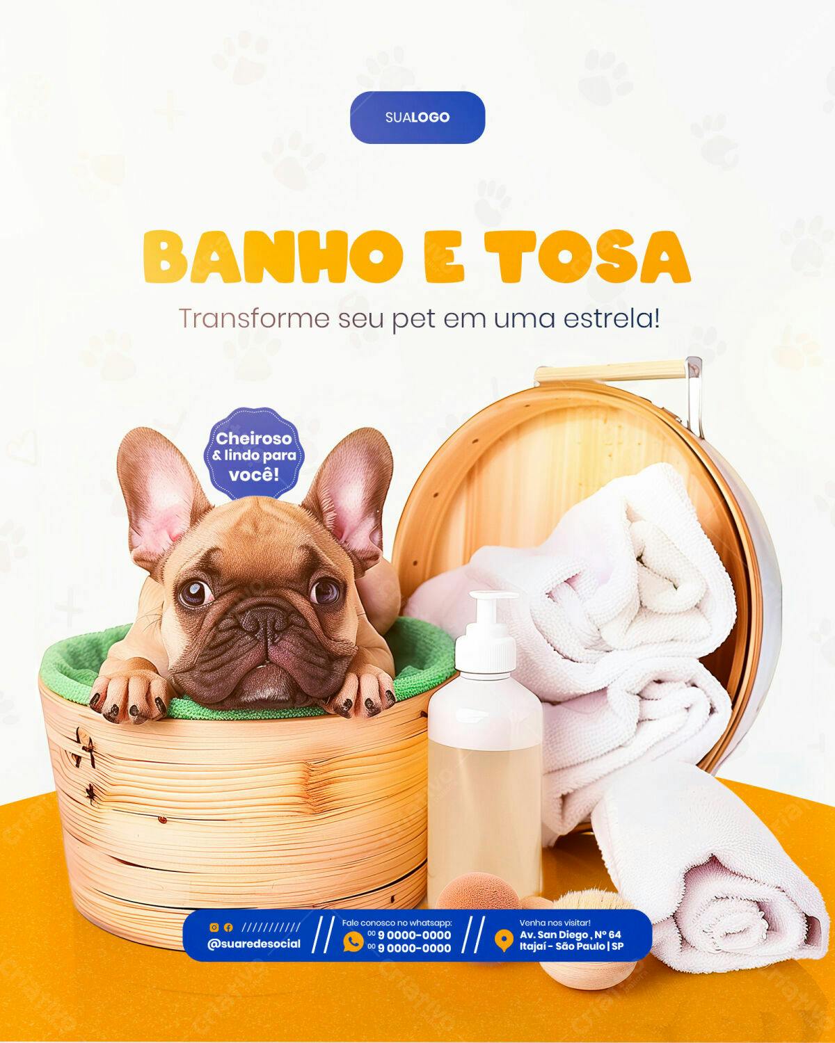 Post para Banho e Tosa PSD Editável