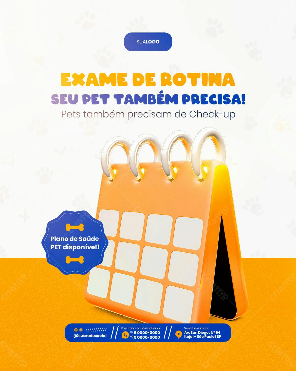 Flyer para Exame de Rotina Pet PSD Editável