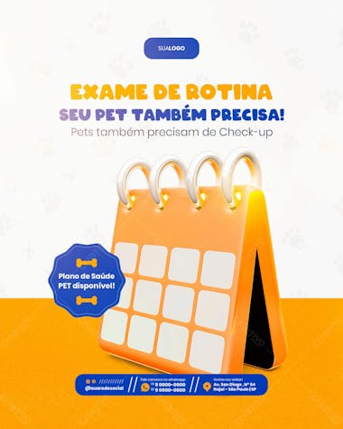 Petshop exame de rotina para pet social media feed vertical