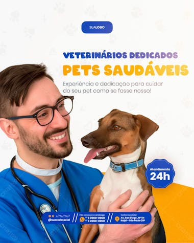 Petshop serviço de veterinário clínica social media feed vertical