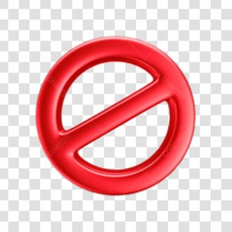 Asset 3d icone simbolo proibido em 3d com fundo transparente