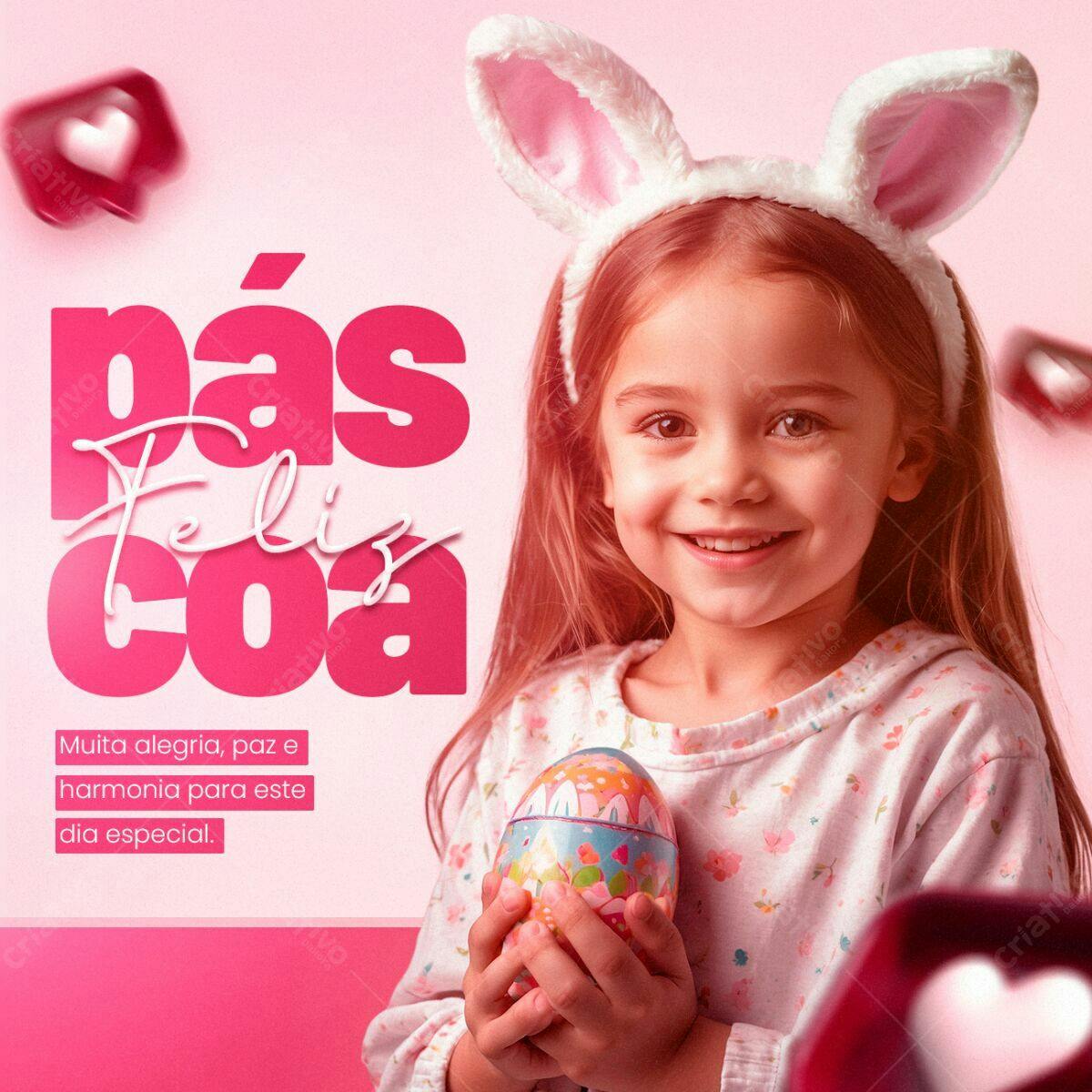 Postagem Páscoa Infantil PSD Editável