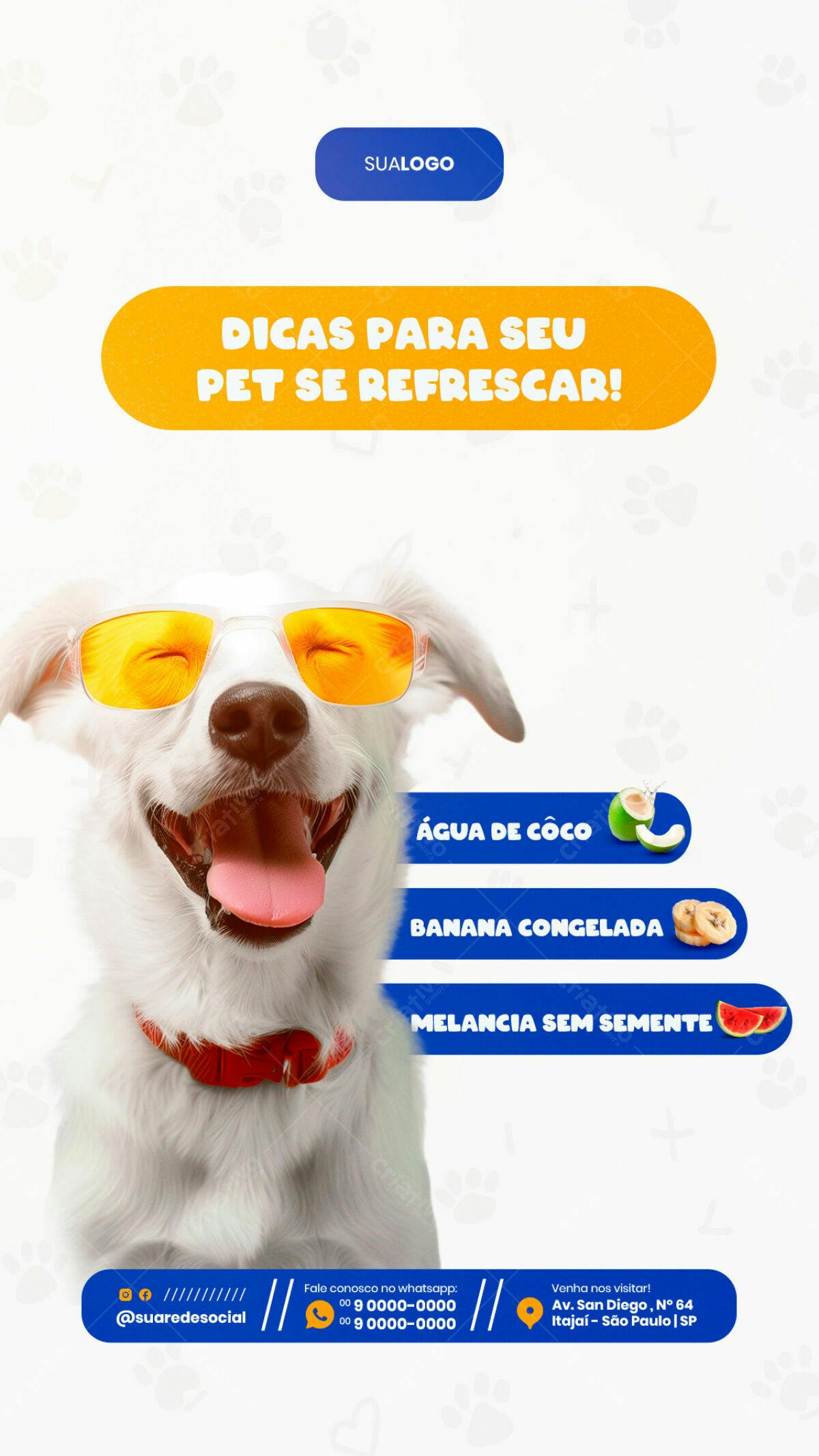 Flyer para Dicas de Refrescância para Pets PSD Editável