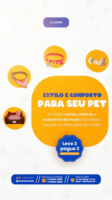 Petshop estilo e conforto produtos para pet social media story