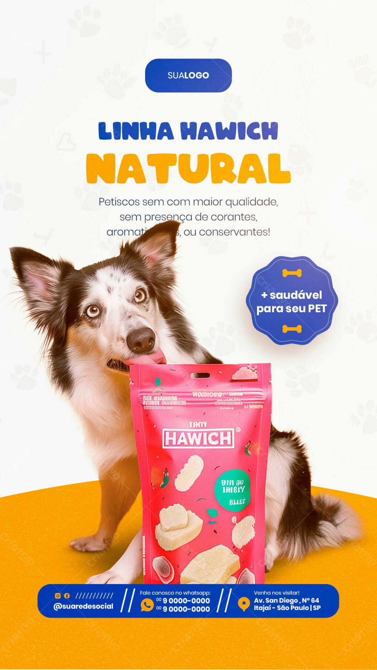 Flyer para Pet Shop com Petiscos Naturais PSD Editável