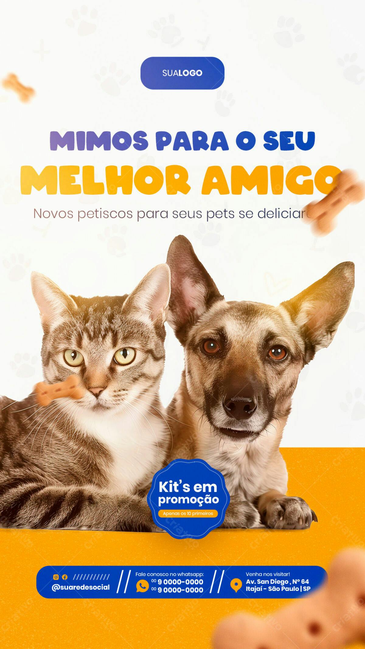 Flyer para Pet Shop com Promoção de Petiscos PSD Editável