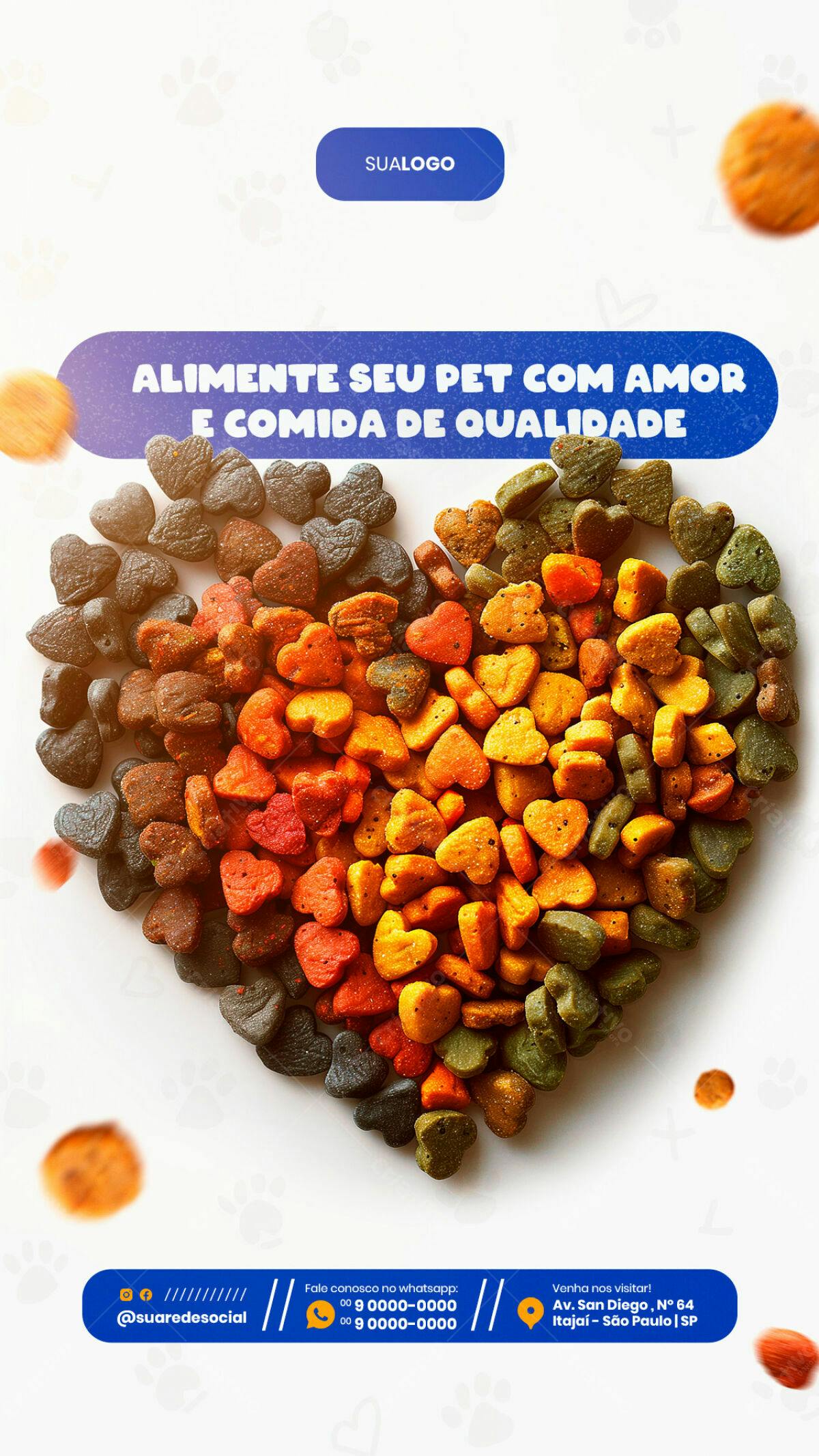 Flyer Ração Pet em Formato de Coração PSD Editável