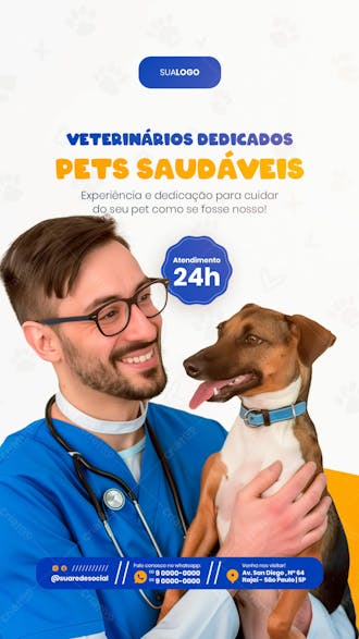 Petshop serviço de veterinário clínica social media story