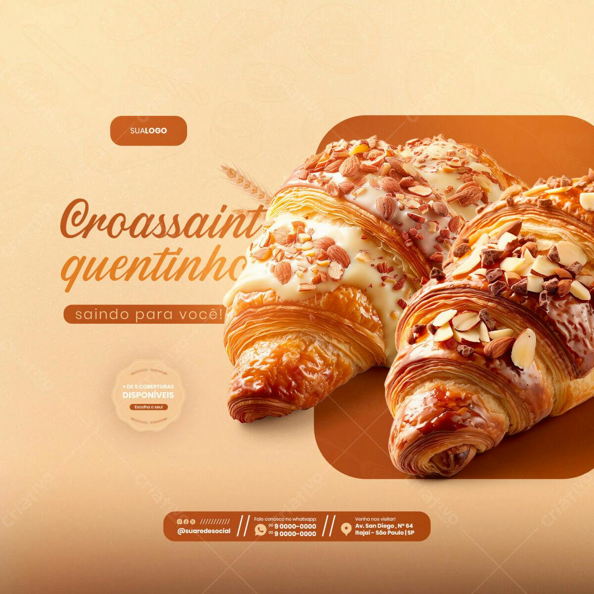 Postagem Instagram Croissant PSD Editável