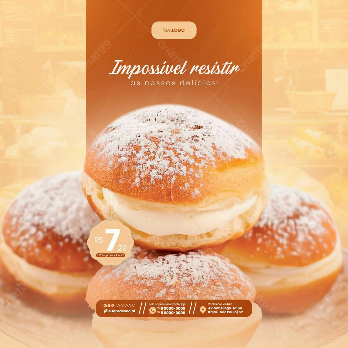 Flyer para Padaria com Deliciosos Doces PSD Editável