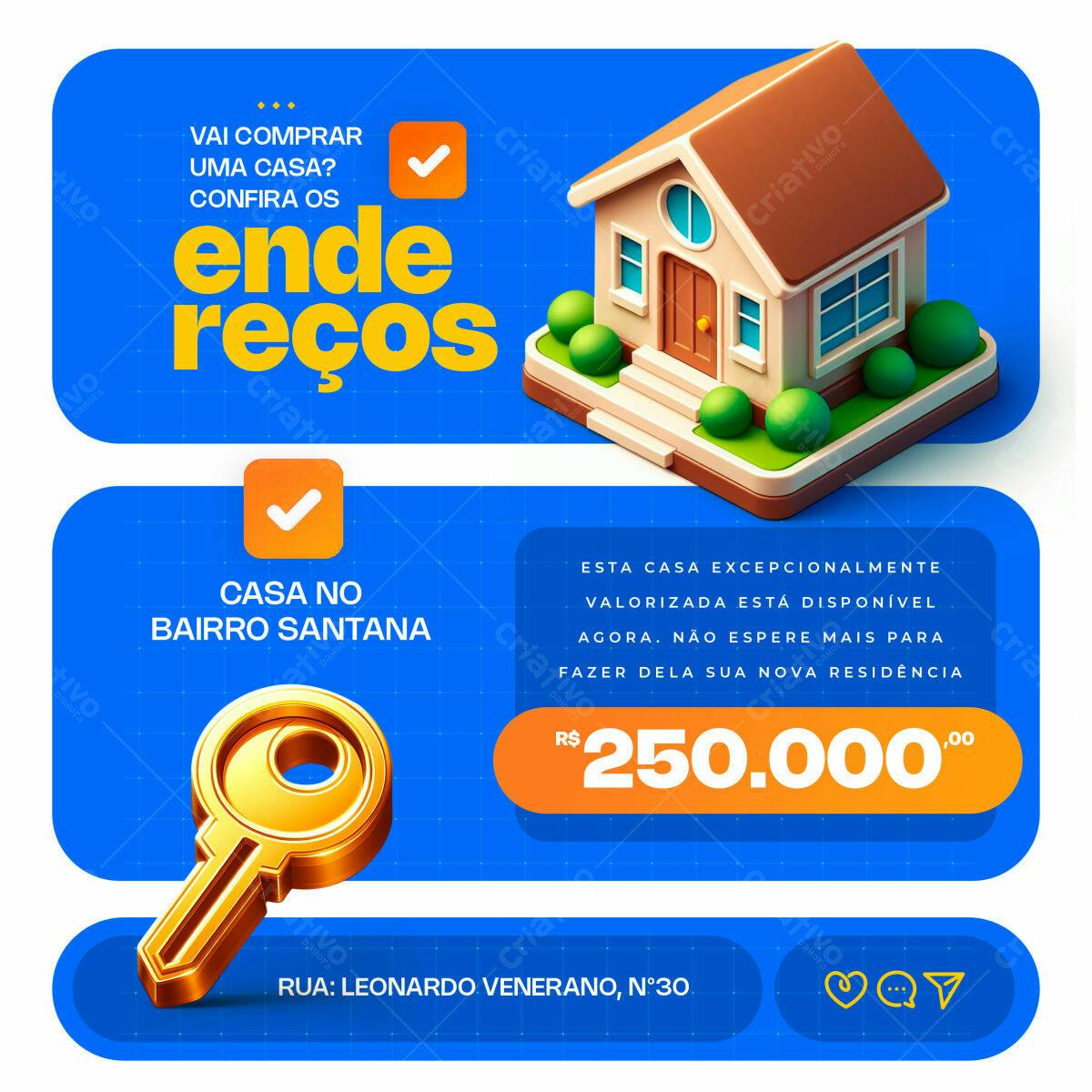 Banner Imobiliário para Anúncio de Casa PSD Editável