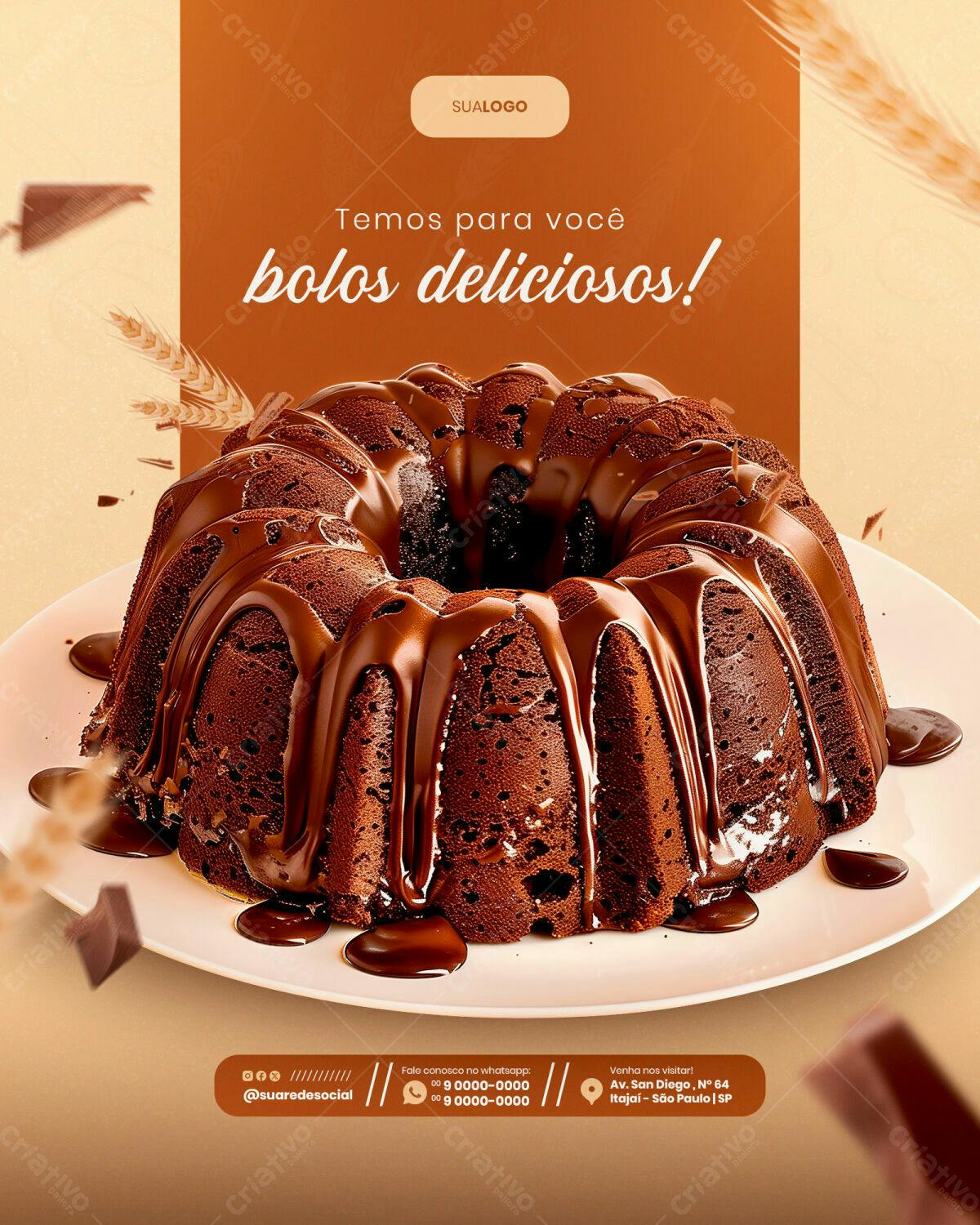 PSD para Propaganda de Bolo de Chocolate PSD Editável