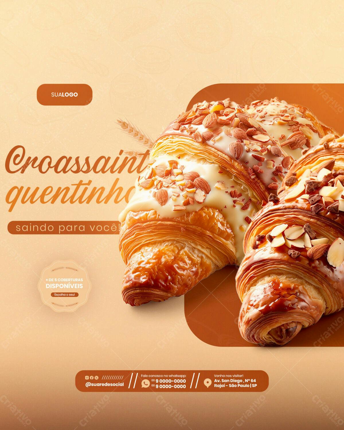 Flyer Padaria Croissant PSD Editável