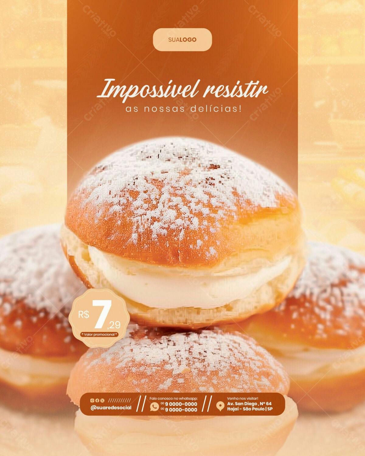 Flyer para Padaria com Doce PSD Editável