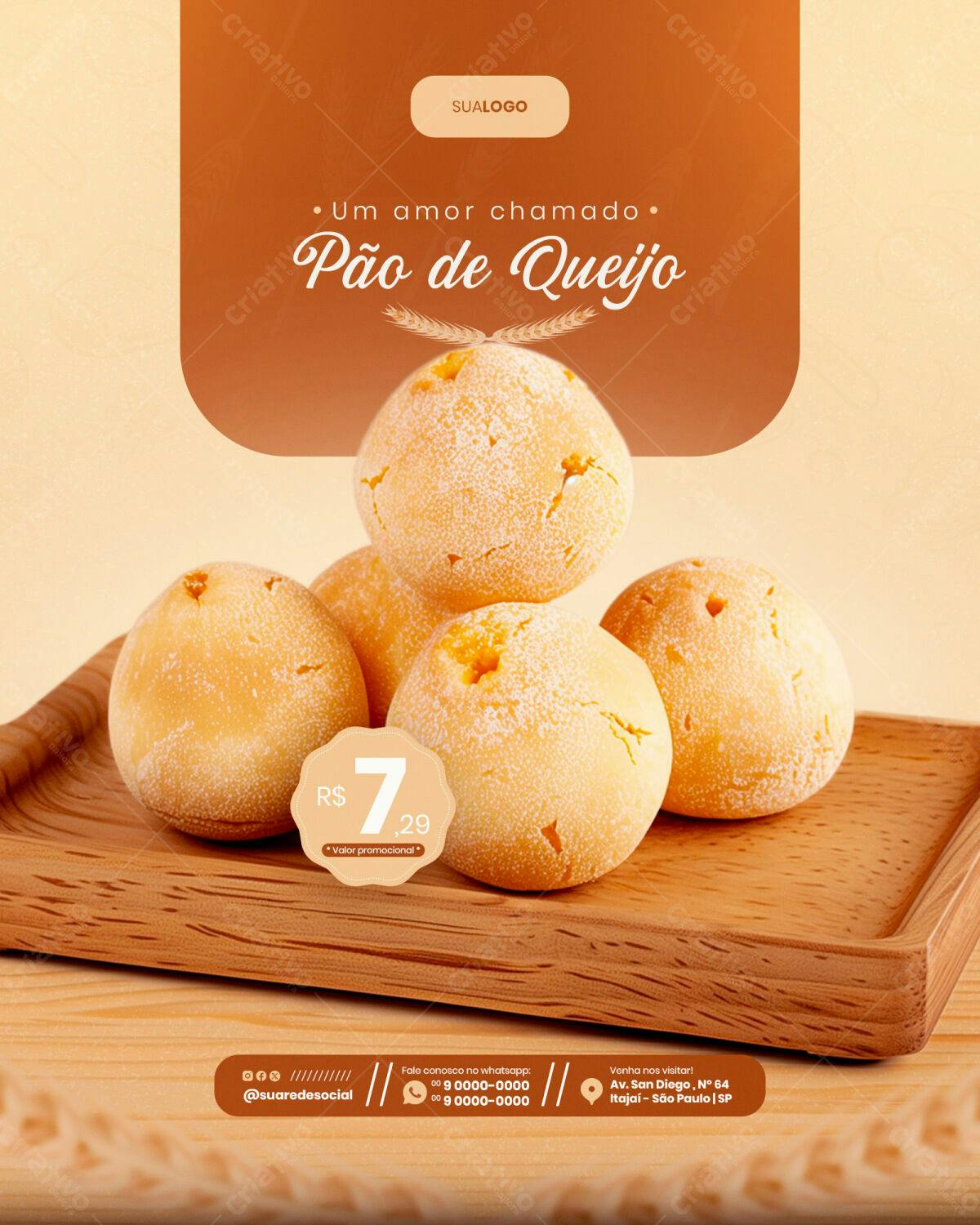 Postagem Instagram Pão de Queijo PSD Editável
