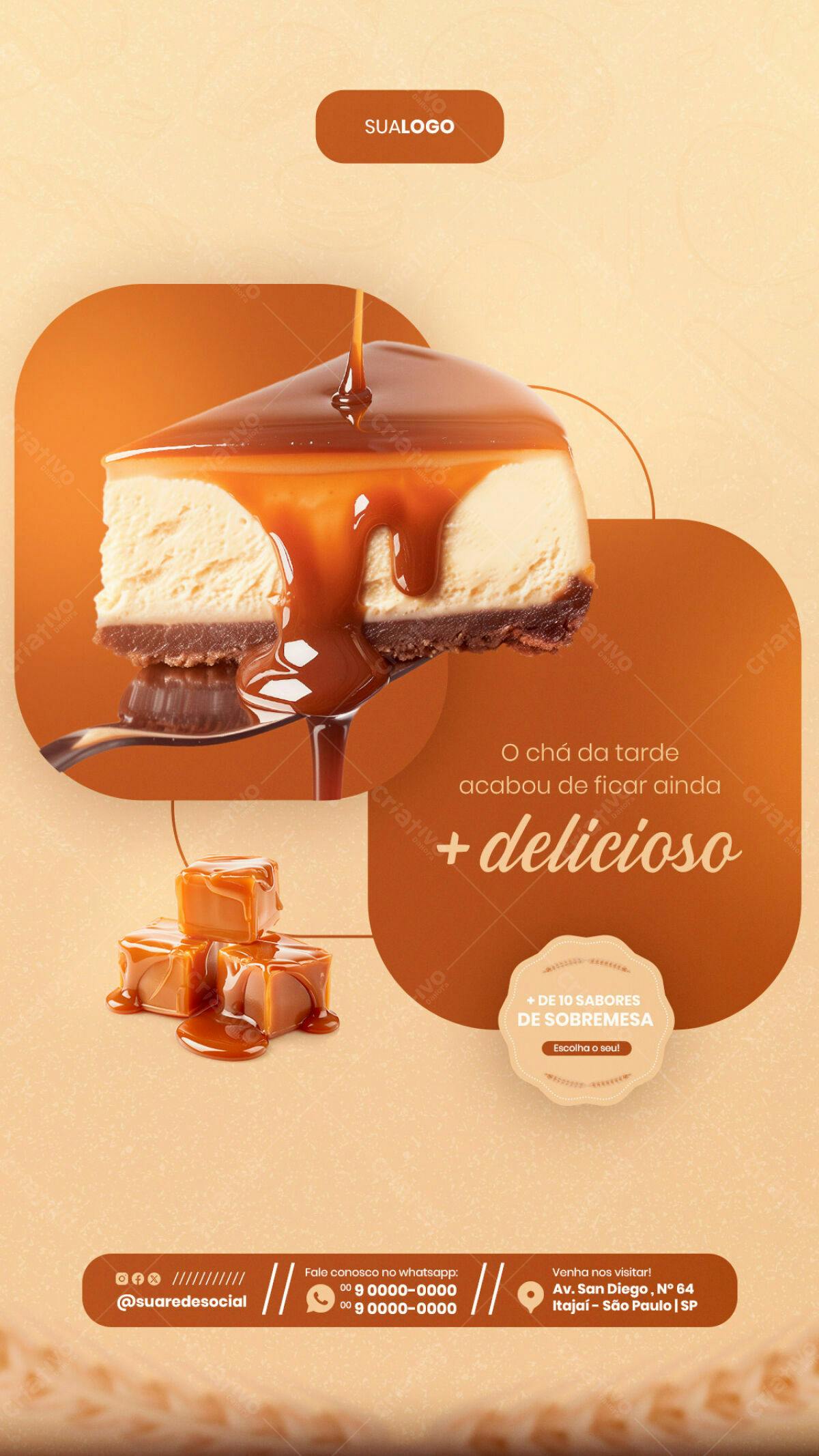 Flyer para Padaria com Doce de Leite PSD Editável