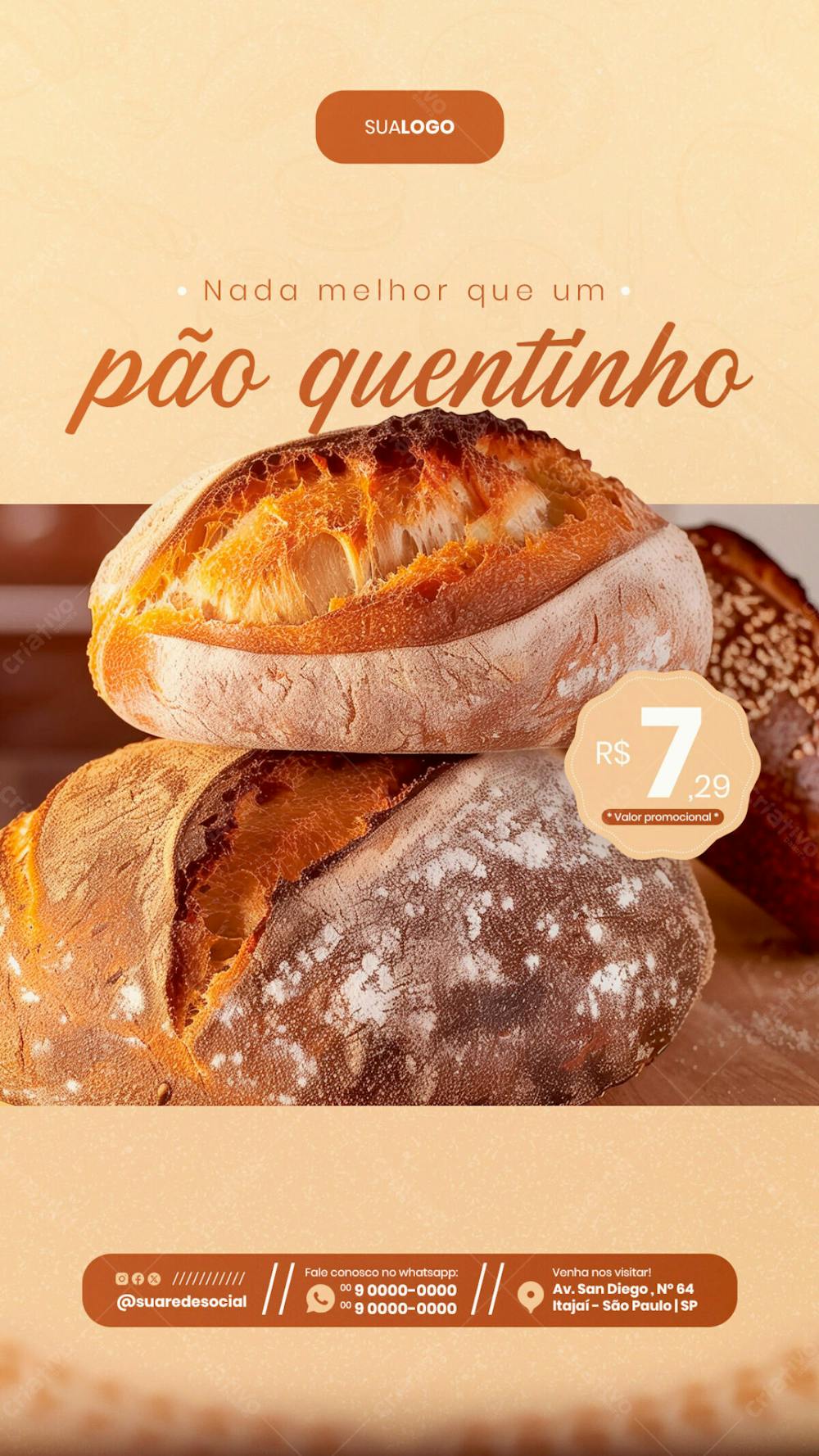 Pão Quentinho Artesanal Panificadora Social Media Story