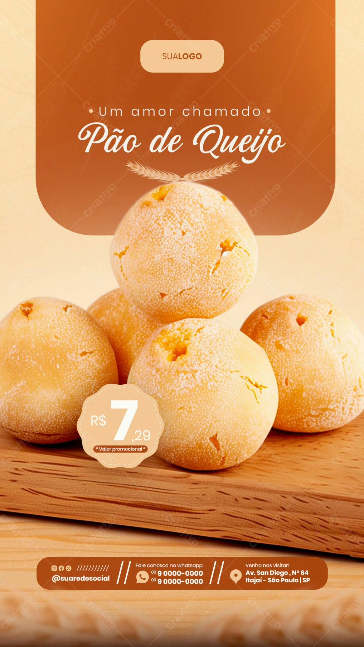 Flyer para Pão de Queijo PSD Editável