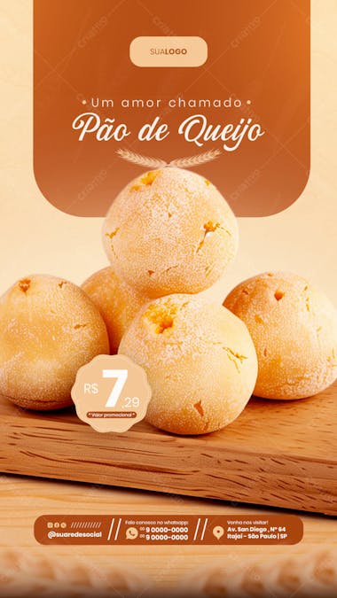 Um amor chamado pão de queijo panificadora social media story