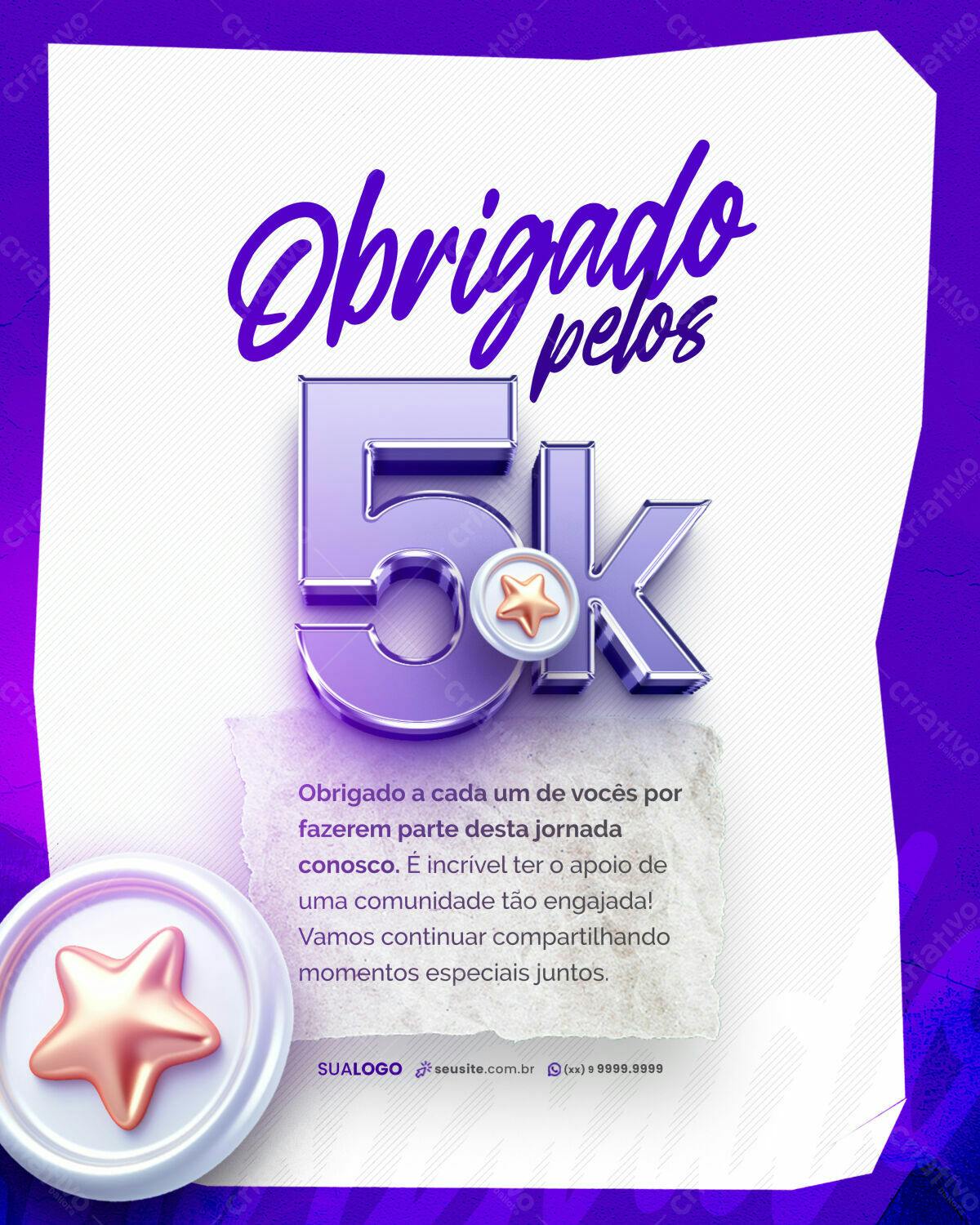 Post de Agradecimento 5k Seguidores PSD Editável