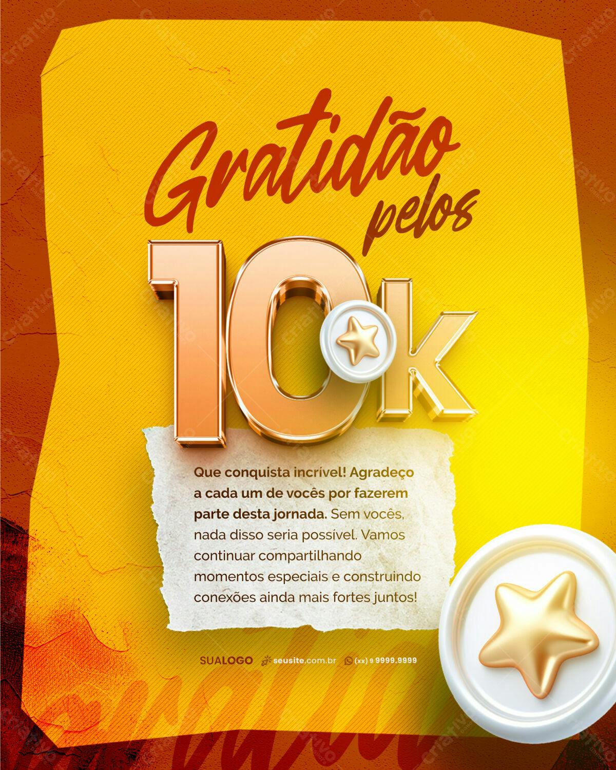 Post de Agradecimento 10k Seguidores PSD Editável
