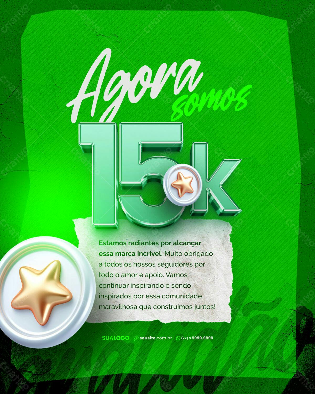Post de Agradecimento 15k Seguidores PSD Editável