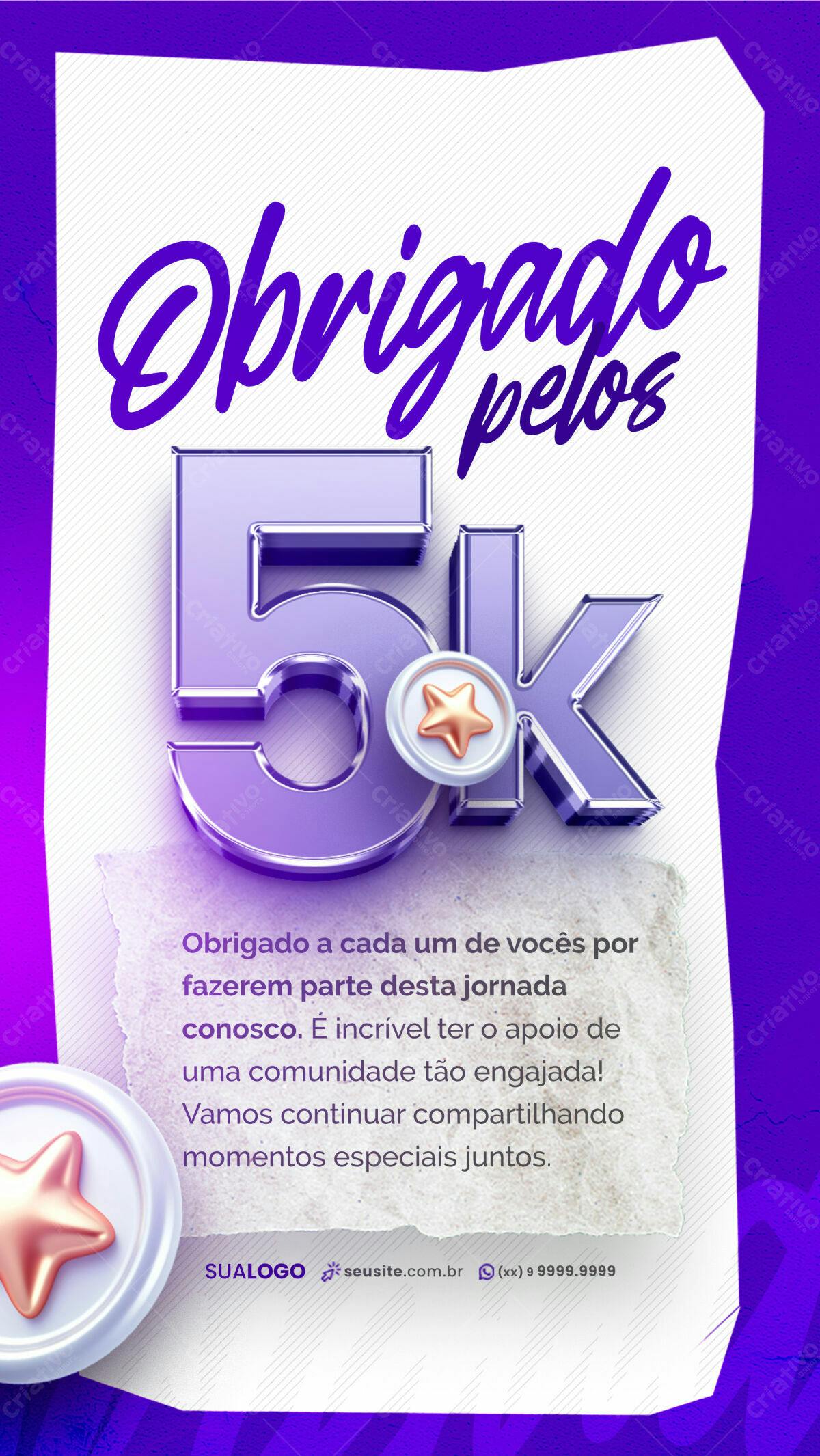Flyer Agradecimento 5k Seguidores PSD Editável
