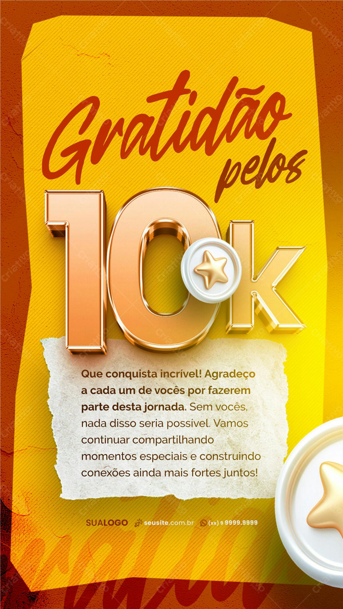 Flyer Agradecimento 10k Seguidores PSD Editável