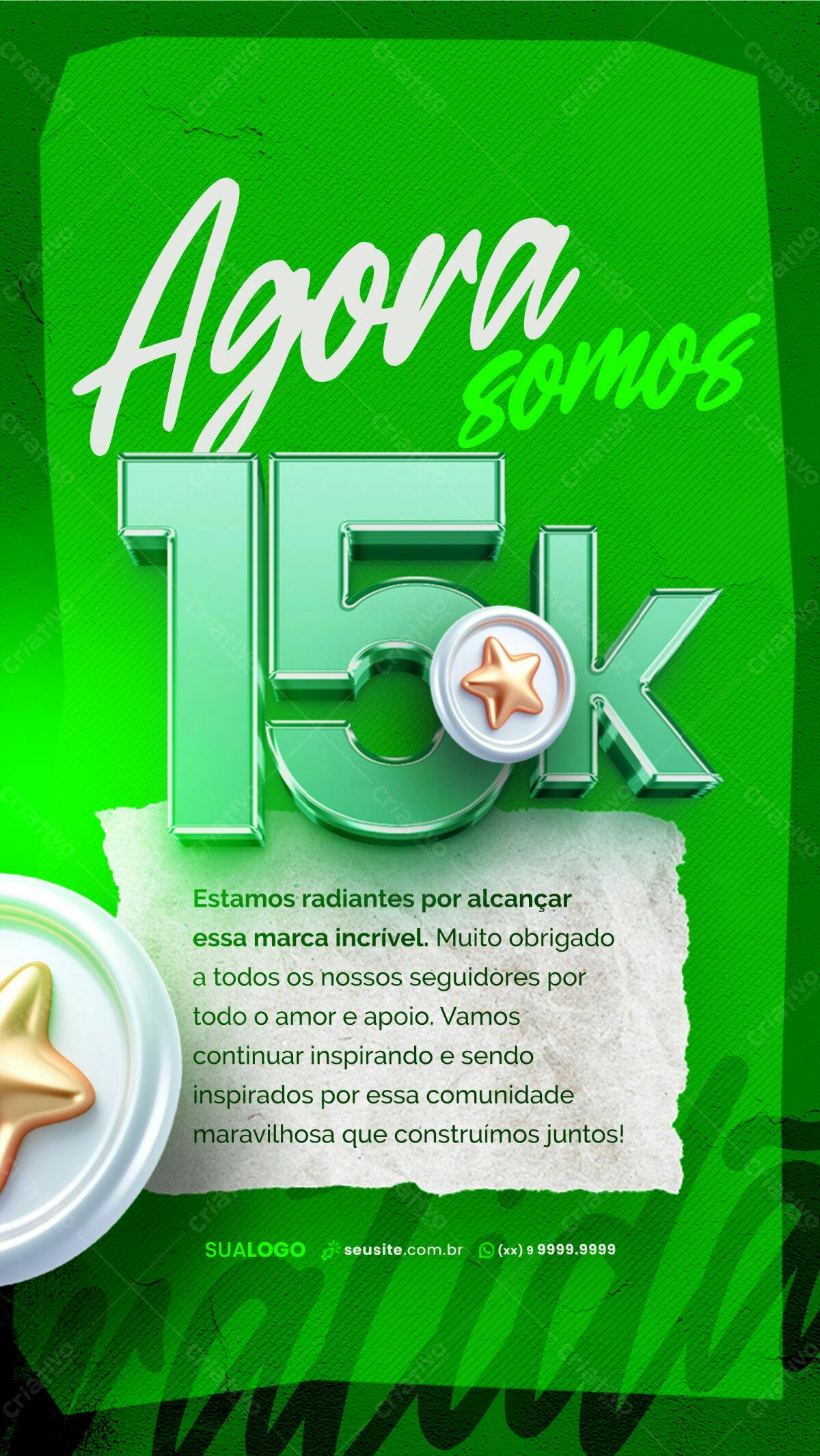 Flyer 15k Seguidores PSD Editável