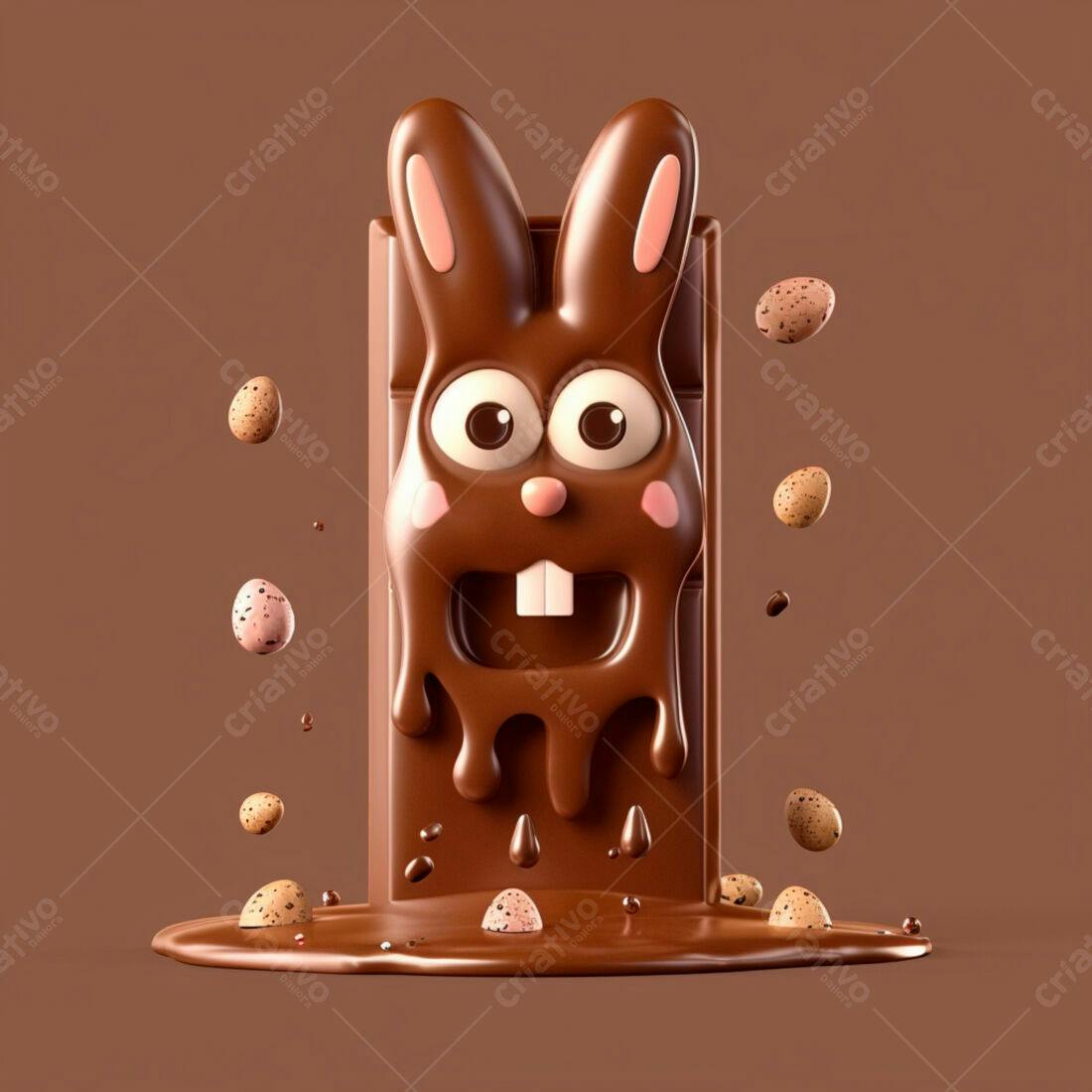Coelho de chocolate derretido Páscoa