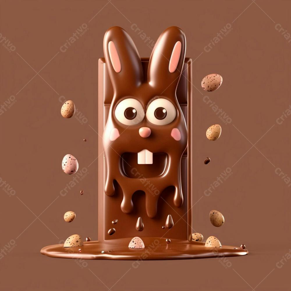 Barra De Chocolate Com Formato De Coelhinho 2
