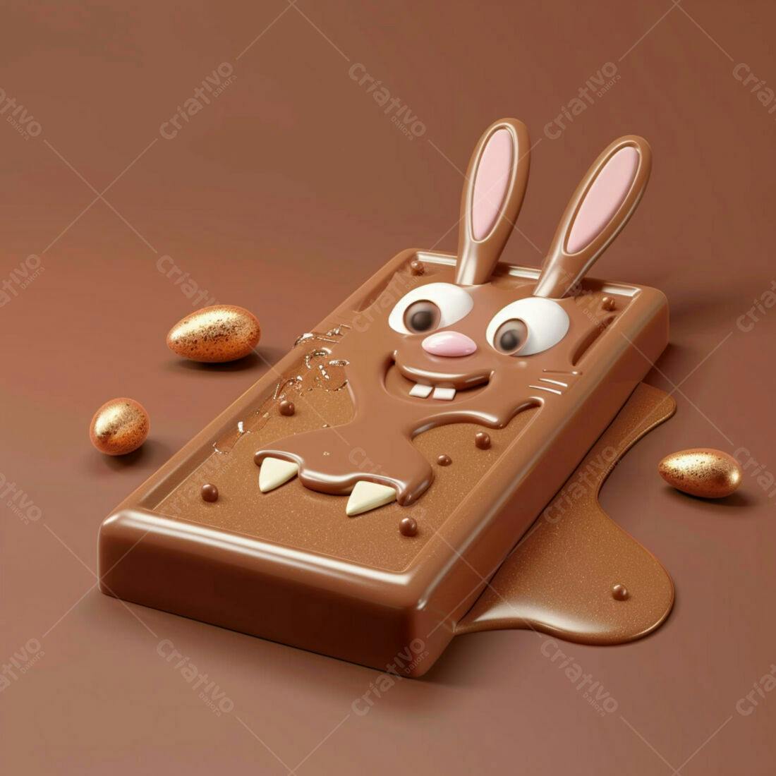Coelho de chocolate derretido para Páscoa