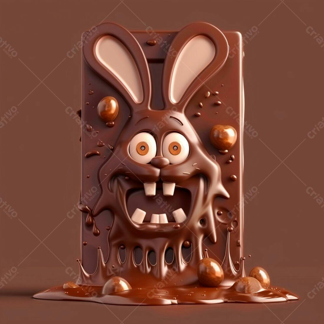 Coelho de chocolate derretido Páscoa