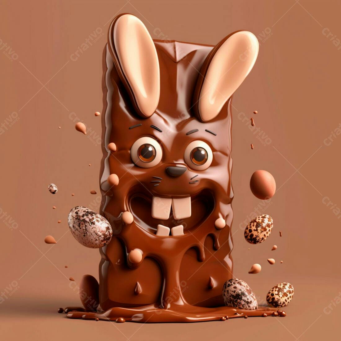 Coelho de chocolate derretido para Páscoa