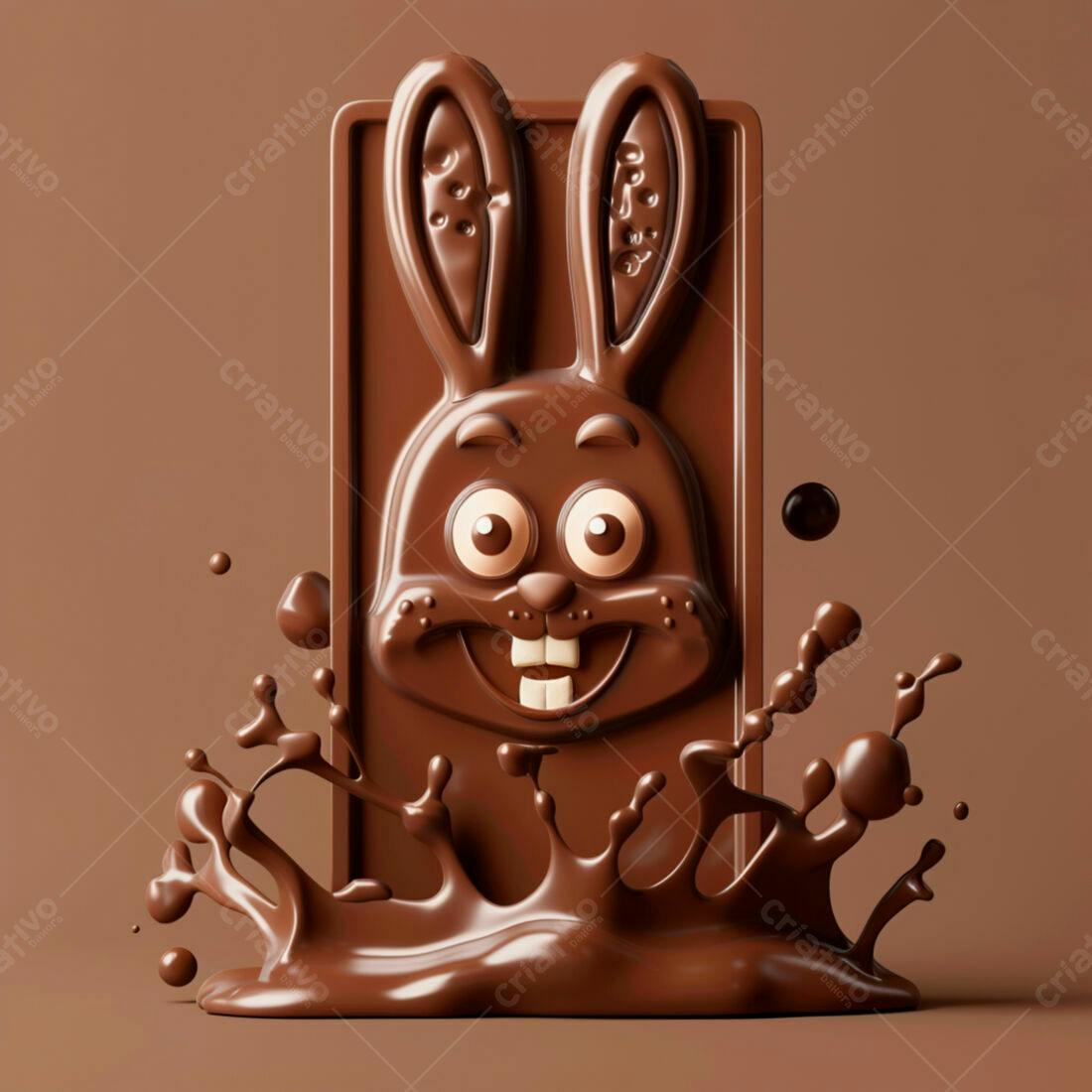 Coelho de chocolate derretido Páscoa