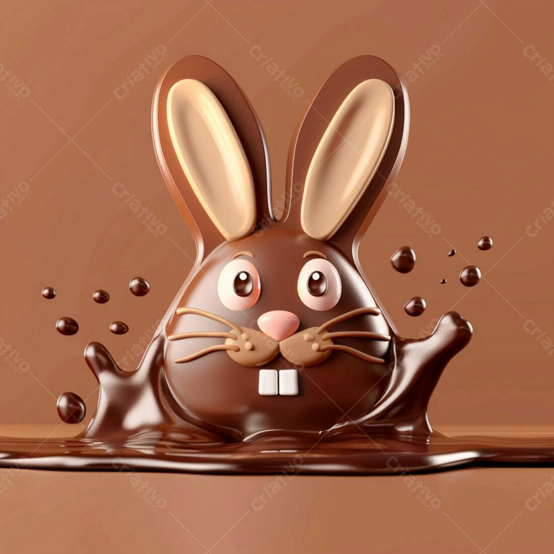 Coelho de chocolate mergulhado em calda
