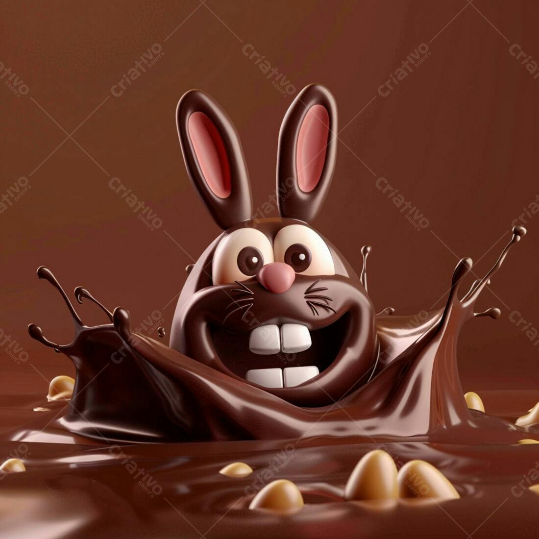 Coelho de chocolate em calda sabor Páscoa