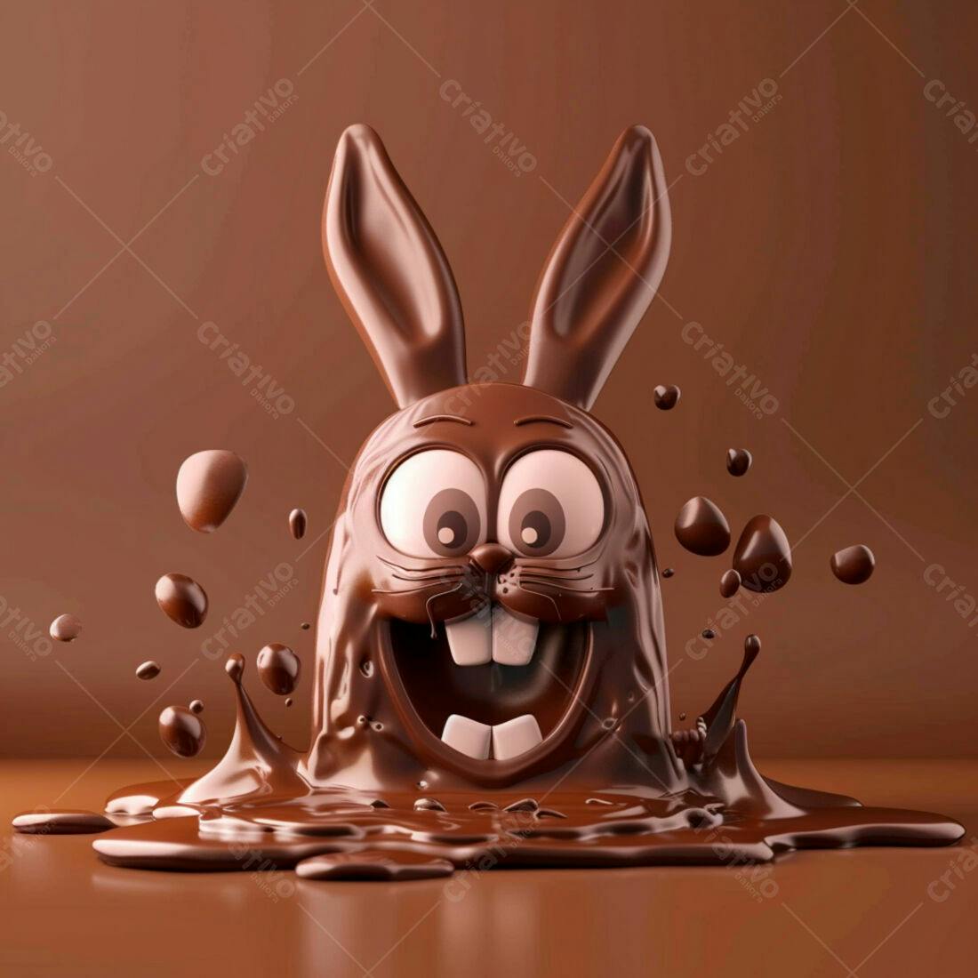 Coelho de chocolate derretido Páscoa