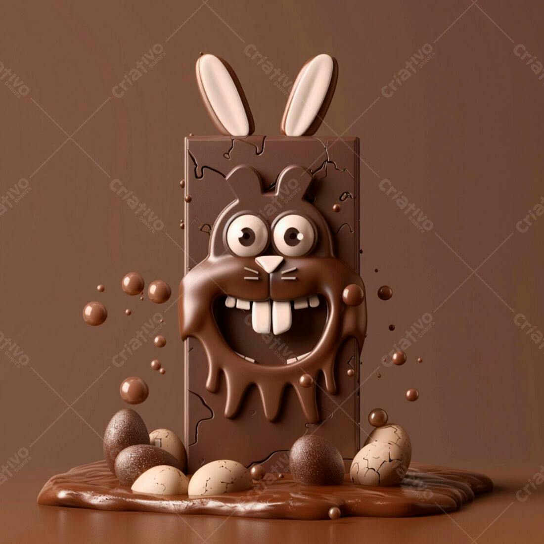 Coelho de Páscoa em chocolate derretido