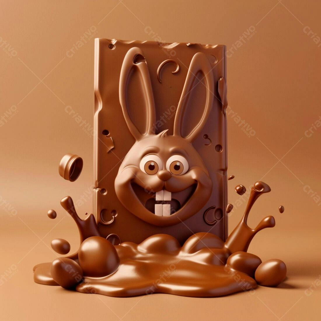 Coelho de chocolate derretido Páscoa